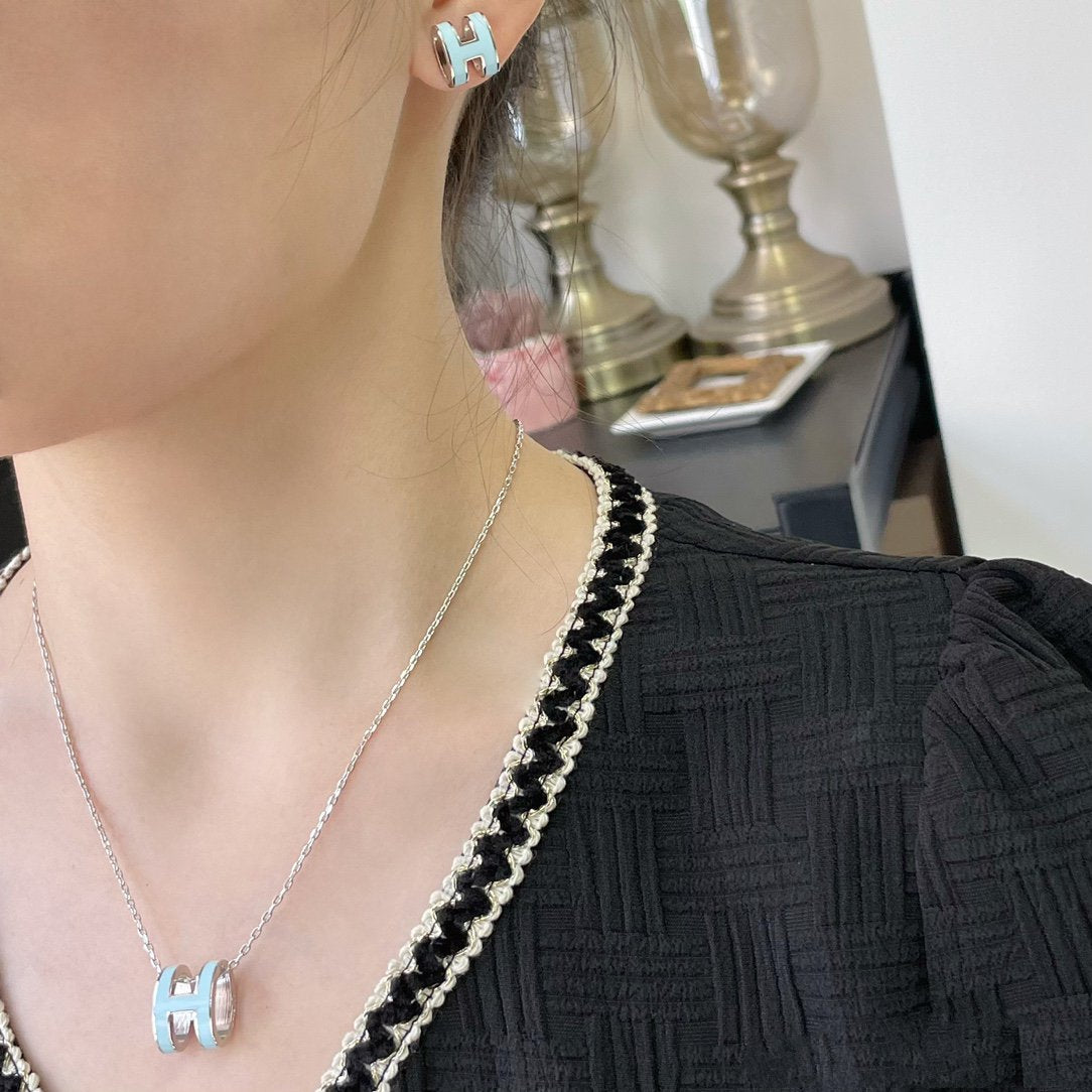 [Grace Jewelry]POP H SKY BLUE NECKLACE