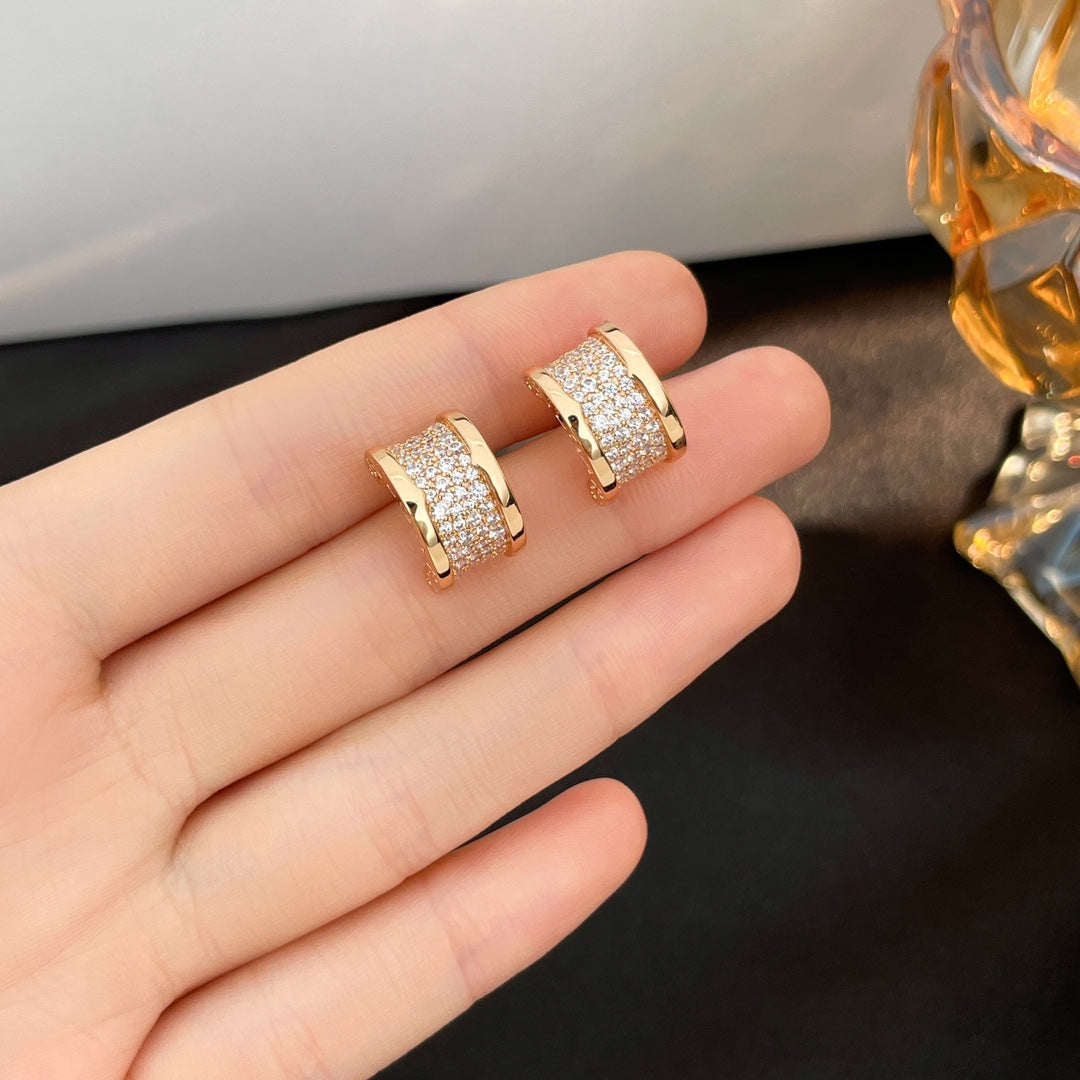 [Grace Jewelry]ZERO 1 DIAMOND PAVED EARRINGS