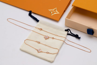 [Grace Jewelry]STAR PINK MOP 1 DIAMOND PINK GOLD NECKLACE