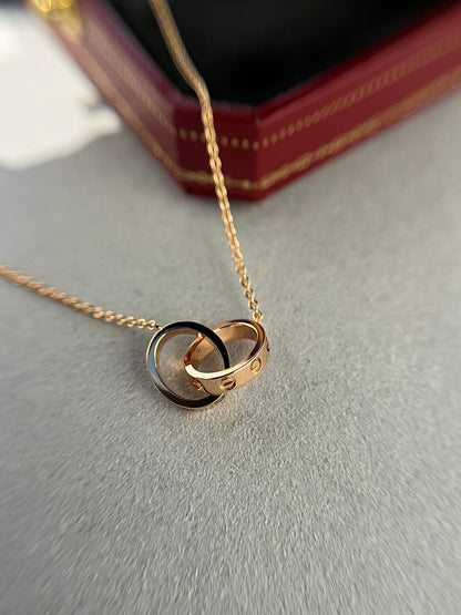 [Grace Jewelry]LOVE NECKLACE DOUBLE RING PINK GOLD