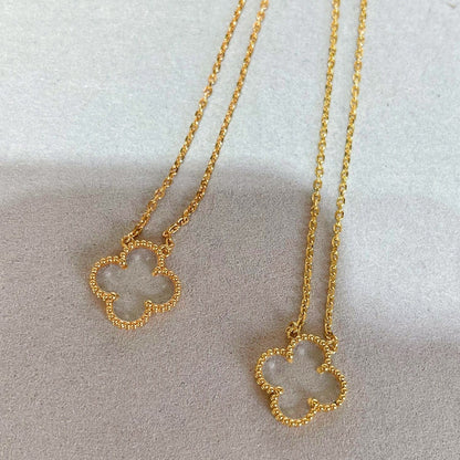 [Grace Jewelry]CLOVER ROCK CRYSTAL ROSE GOLD NECKLACE