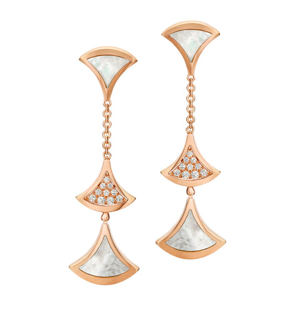 [Grace Jewelry]DREAM EARRINGS 3 MOTIFS DIAMOND MOP PINK GOLD