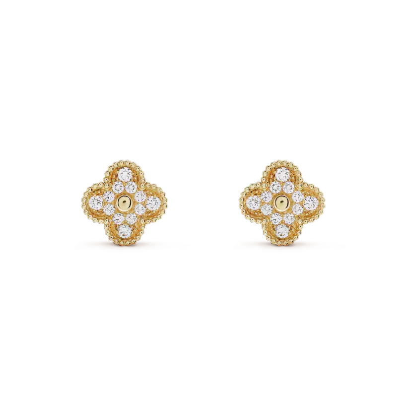 [Grace Jewelry]CLOVER MEDIUM 1 MOTIFS FUll DIAMOND EARRINGS