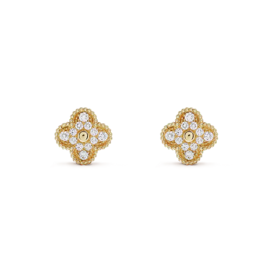 [Grace Jewelry]CLOVER MEDIUM 1 MOTIFS FUll DIAMOND EARRINGS