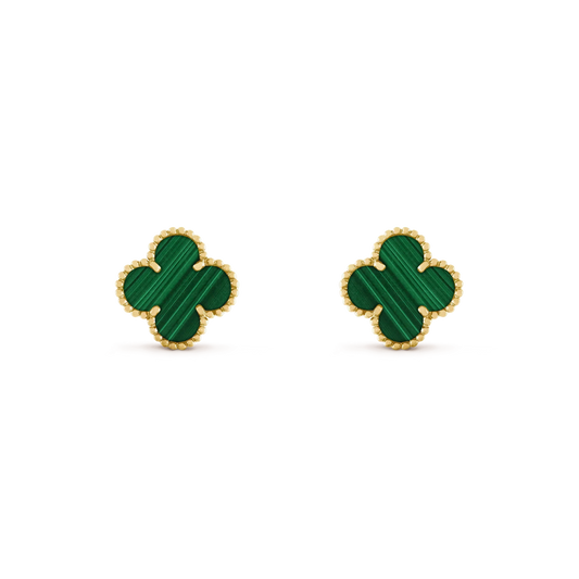 [Grace Jewelry]CLOVER MEDIUM 1 MOTIFS MALACHITE  EARRINGS