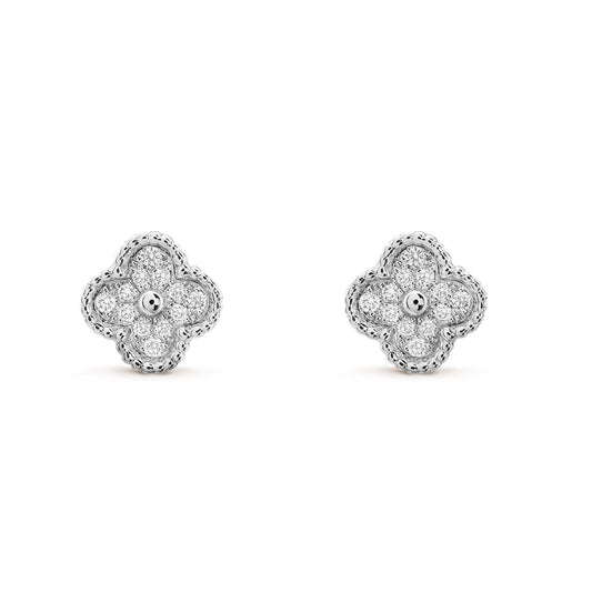 [Grace Jewelry]CLOVER MINI DIAMOND STUD EARRINGS