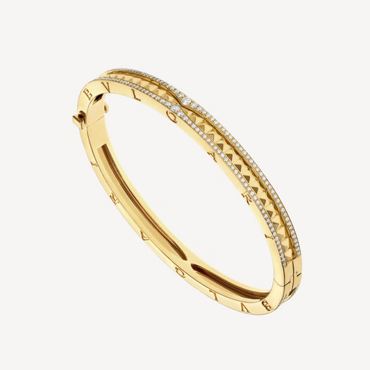 [Grace Jewelry]ZERO 1 SPIRAL AND PAVED DIAMOND GOLD BRACELET