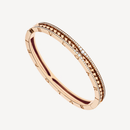 [Grace Jewelry]ZERO 1 SPIRAL AND PAVED DIAMOND PINK GOLD BRACELET