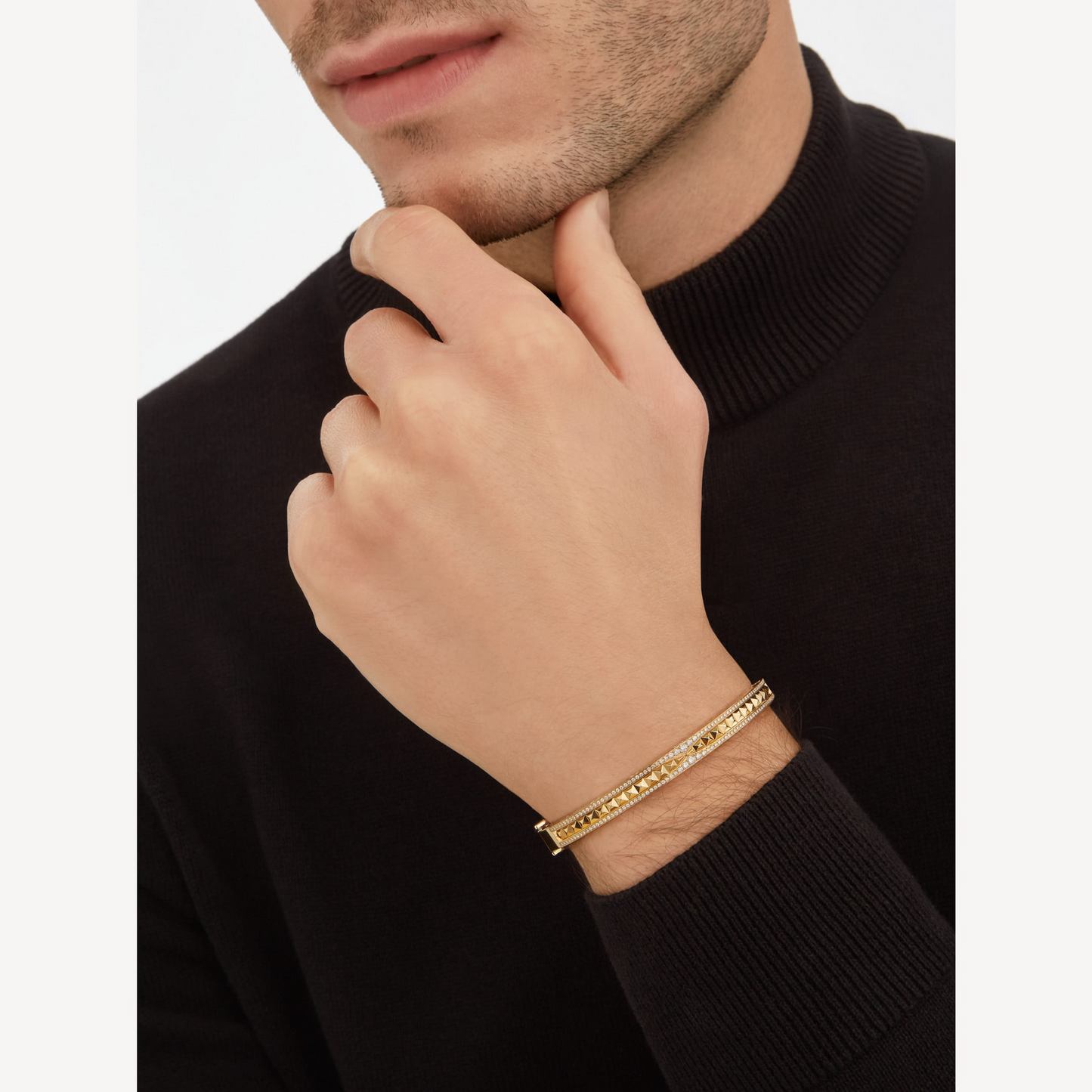 [Grace Jewelry]ZERO 1 SPIRAL AND PAVED DIAMOND GOLD BRACELET