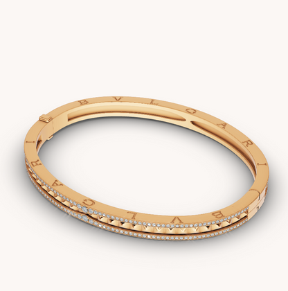 [Grace Jewelry]ZERO 1 SPIRAL AND PAVED DIAMOND GOLD BRACELET