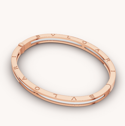 [Grace Jewelry]ZERO 1 PINK GOLD WITH WHITE CERAMIC BRACELET