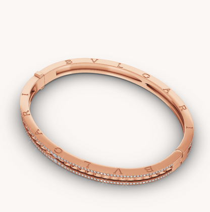 [Grace Jewelry]ZERO 1 SPIRAL AND PAVED DIAMOND PINK GOLD BRACELET