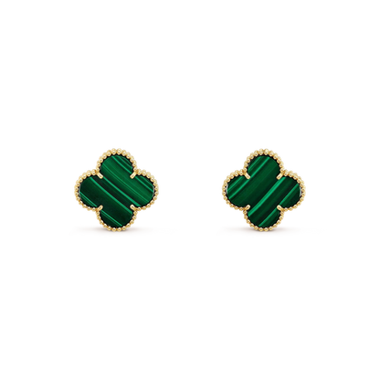 [Grace Jewelry]CLOVER MINI 9.5MM MALACHITE  EARRINGS