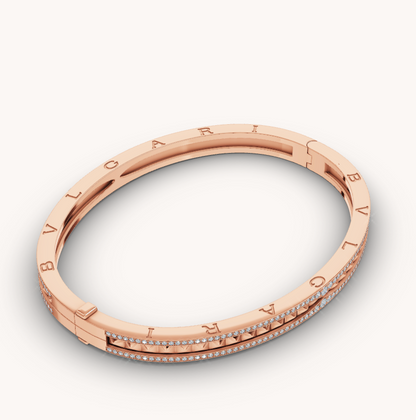 [Grace Jewelry]ZERO 1 SPIRAL AND PAVED DIAMOND PINK GOLD BRACELET