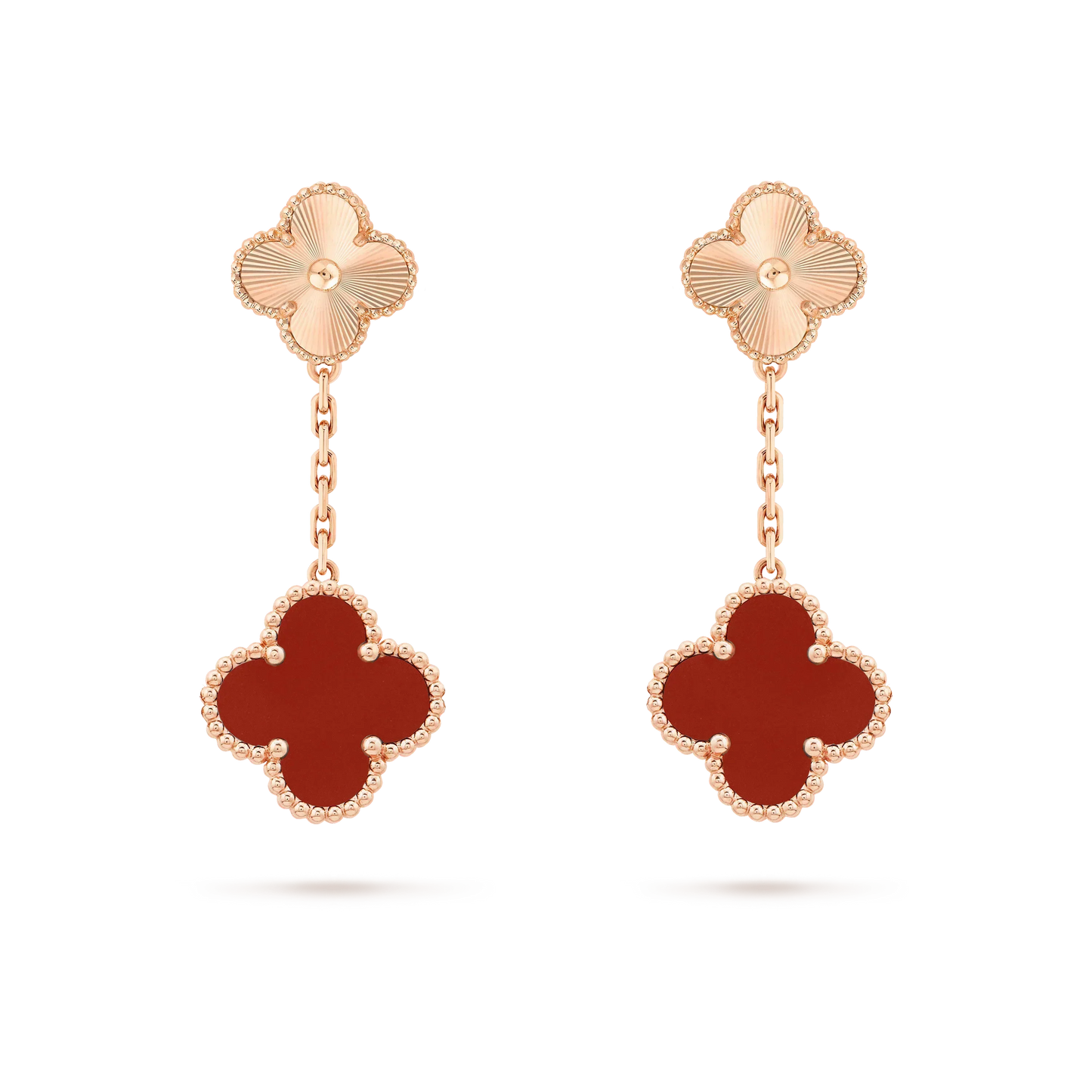 [Grace Jewelry]CLOVER 2 MOTIF  LASER CARNELIAN EARRINGS