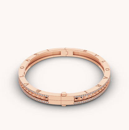 [Grace Jewelry]ZERO 1 SPIRAL AND PAVED DIAMOND PINK GOLD BRACELET