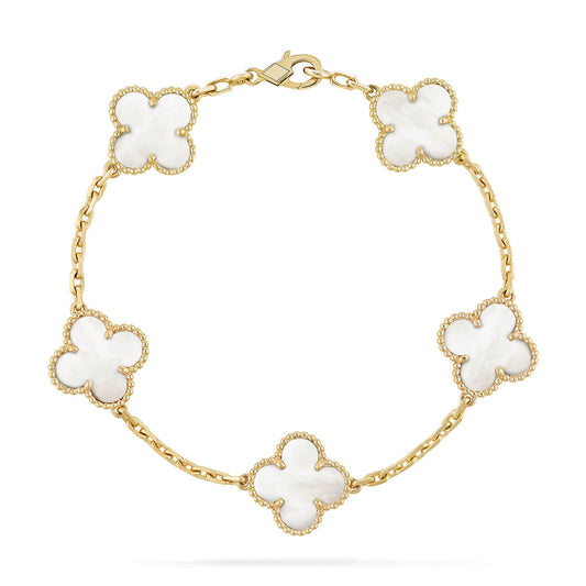 [Grace Jewelry]CLOVER  5 MOTIF WHITE MOP BRACELET