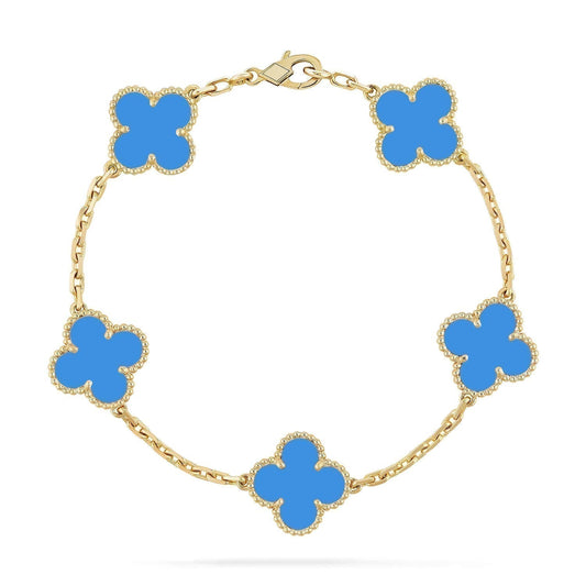 [Grace Jewelry]CLOVER 5 MOTIFS BLUE AGATE BRACELET