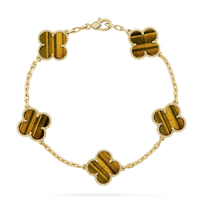 [Grace Jewelry]CLOVER  5 MOTIFS TIGER EYE BRACELET