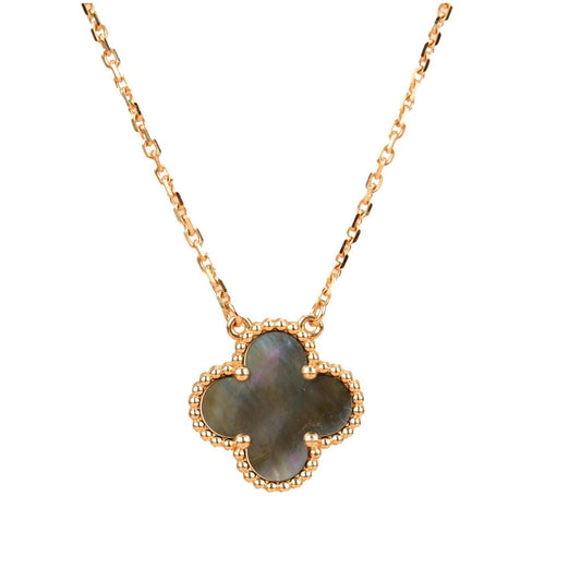 [Grace Jewelry]CLOVER 15MM  GRAY MOTHER OF PEARL NECKLACE