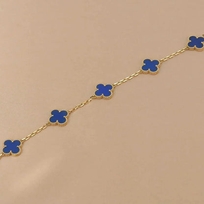 [Grace Jewelry]CLOVER 5 MOTIFS BLUE AGATE BRACELET