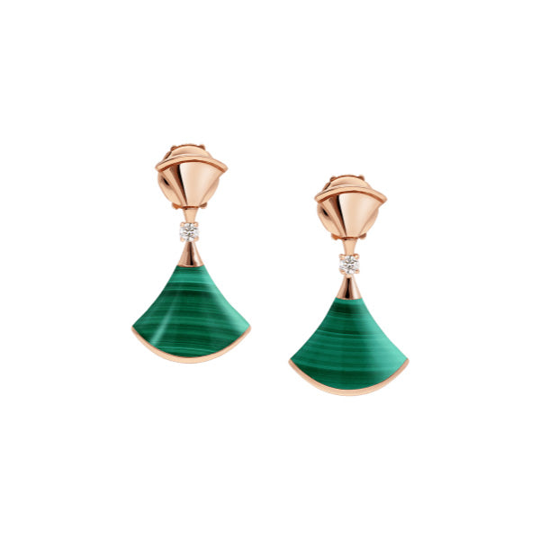 [Grace Jewelry]DREAM MALACHITE PINK GOLD EARRINGS