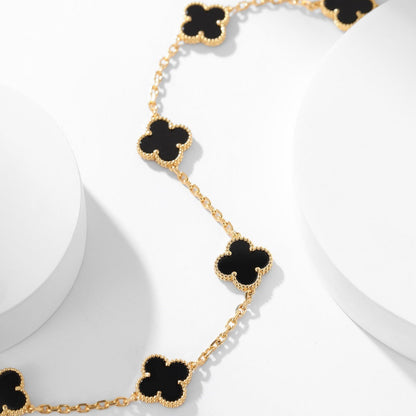 [Grace Jewelry]CLOVER 10 MOTIFS ONYX NECKLACE