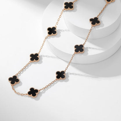 [Grace Jewelry]CLOVER 10 MOTIFS ONYX NECKLACE