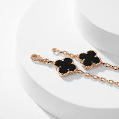 [Grace Jewelry]CLOVER 10 MOTIFS ONYX NECKLACE