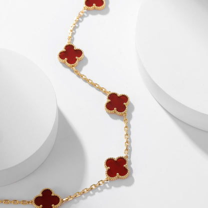 [Grace Jewelry]CLOVER 10 MOTIFS CARNELIAN NECKLACE