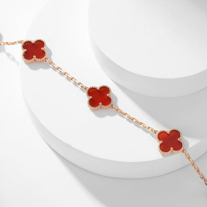 [Grace Jewelry]CLOVER 10 MOTIFS CARNELIAN NECKLACE