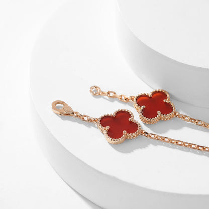 [Grace Jewelry]CLOVER 10 MOTIFS CARNELIAN NECKLACE