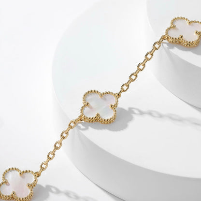 [Grace Jewelry]CLOVER 10 MOTIFS WHITE MOTHER OF PEARL NECKLACE