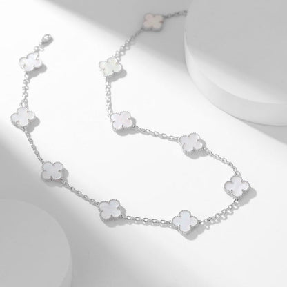 [Grace Jewelry]CLOVER 10 MOTIFS WHITE MOTHER OF PEARL NECKLACE