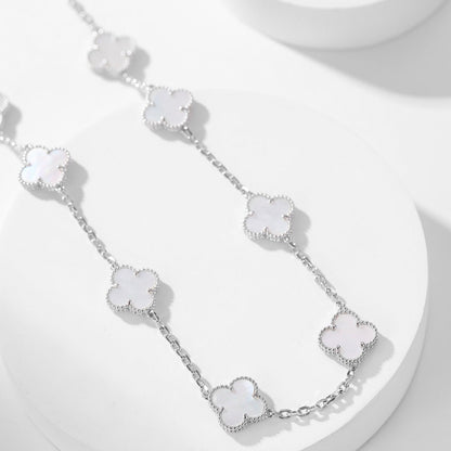 [Grace Jewelry]CLOVER 10 MOTIFS WHITE MOTHER OF PEARL NECKLACE