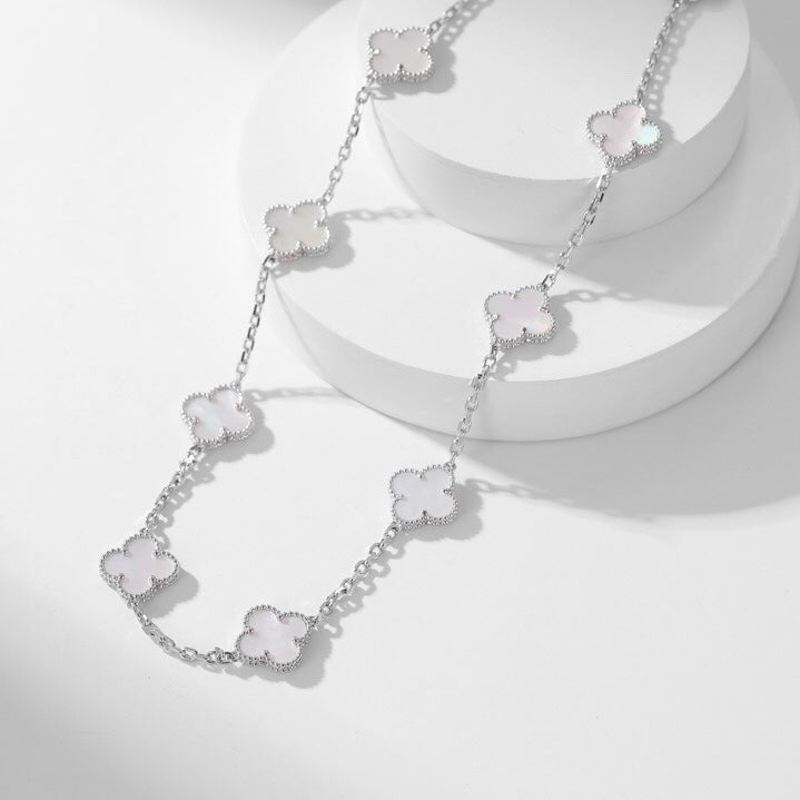 [Grace Jewelry]CLOVER 10 MOTIFS WHITE MOTHER OF PEARL NECKLACE