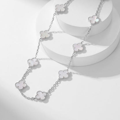 [Grace Jewelry]CLOVER 10 MOTIFS WHITE MOTHER OF PEARL NECKLACE