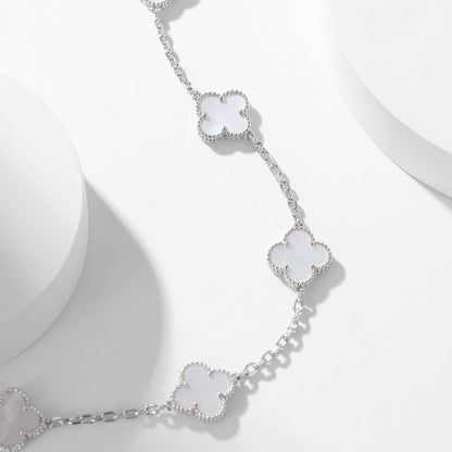 [Grace Jewelry]CLOVER 10 MOTIFS WHITE MOTHER OF PEARL NECKLACE