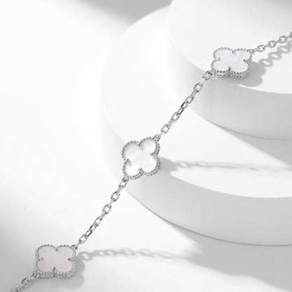 [Grace Jewelry]CLOVER 10 MOTIFS WHITE MOTHER OF PEARL NECKLACE