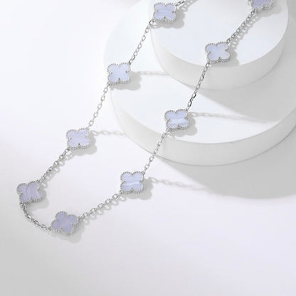 [Grace Jewelry]CLOVER 10 MOTIFS PURPLE CHALCEDONY NECKLACE