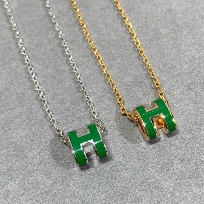 [Grace Jewelry]POP H GREEN NECKLACE SILVER AND GOLD