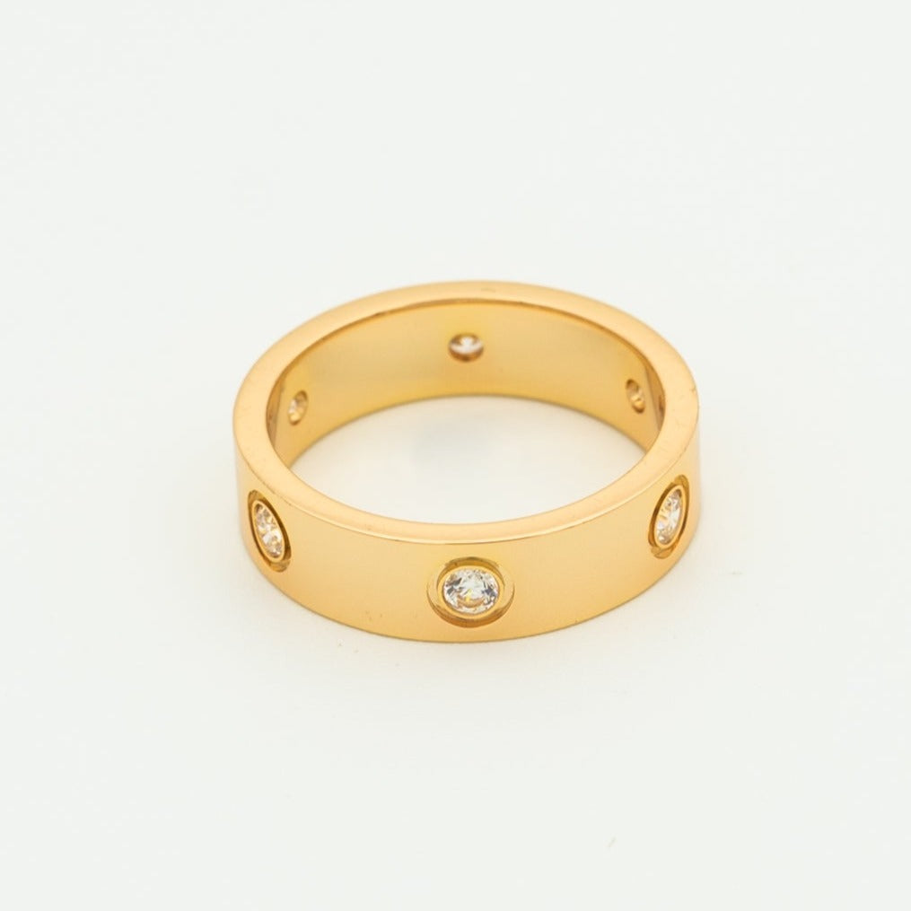 [Grace Jewelry]LOVE RING 5.5MM 6 DIAMONDS PINK GOLD