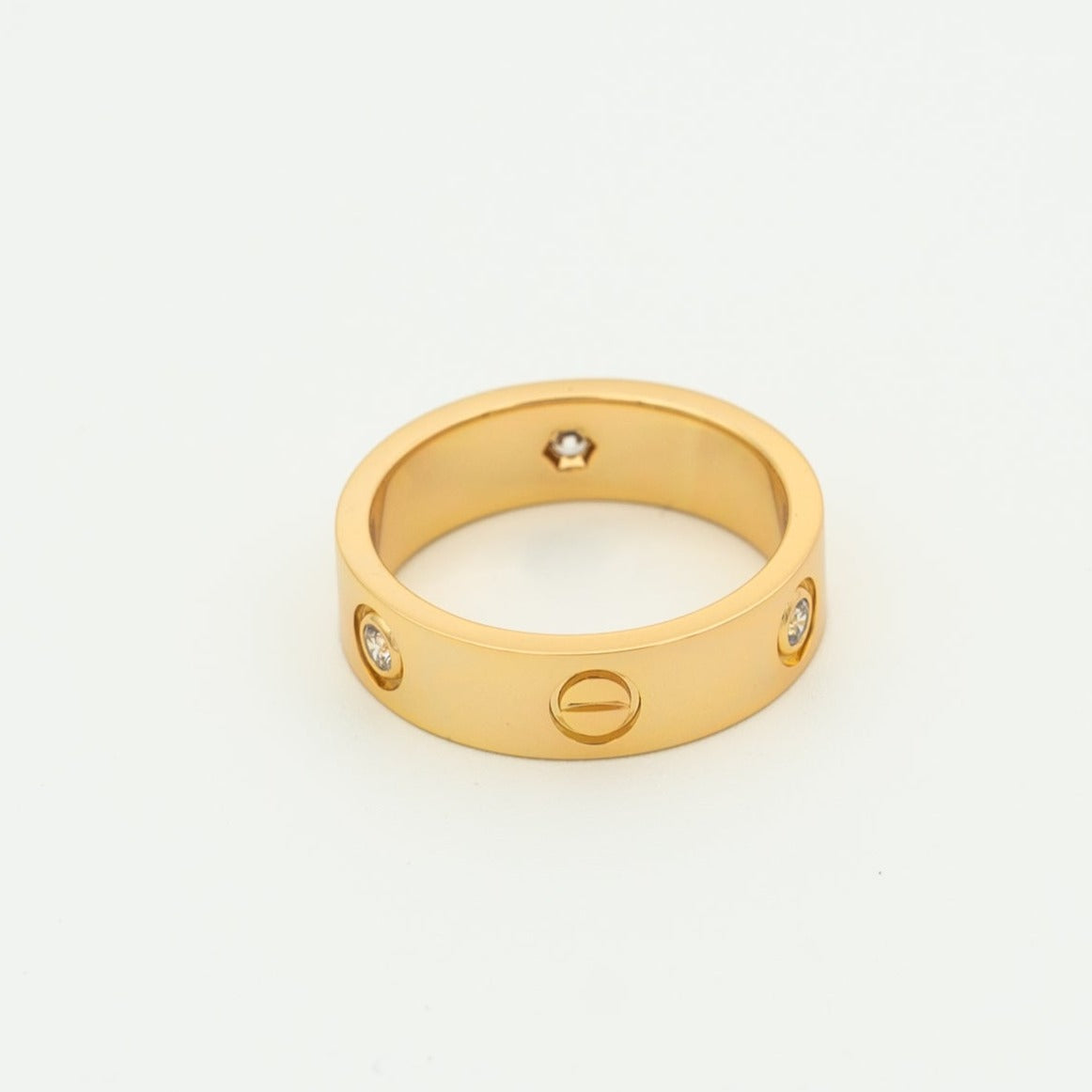 [Grace Jewelry]LOVE RING 5.5MM 3 DIAMONDS PINK GOLD