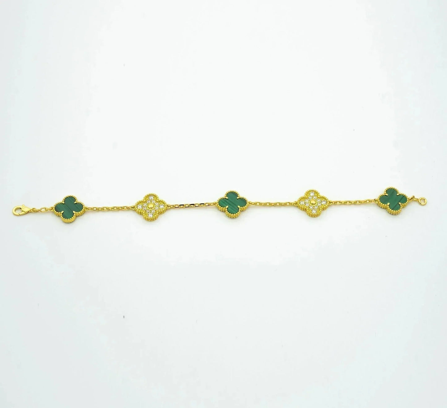 [Grace Jewelry]CLOVER  5 MOTIF MALACHITE DIAMOND BRACELET