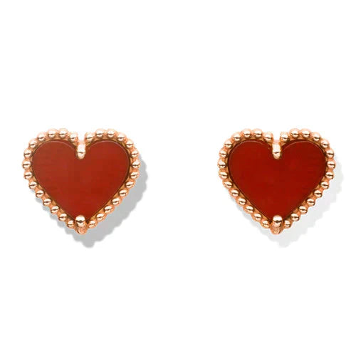 [Grace Jewelry]HEART CARNELIAN STUD EARRINGS