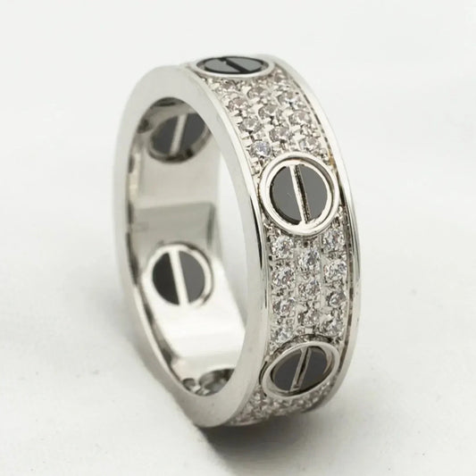 [Grace Jewelry]LOVE RING 5.5MM DIAMONDS PAVED CERAMIC