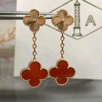 [Grace Jewelry]CLOVER 2 MOTIF  LASER CARNELIAN EARRINGS