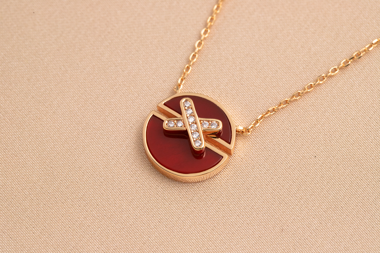 [Grace Jewelry]JEUX DE PINK GOLD DIAMOND NECKLACE