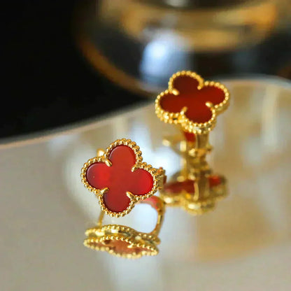 [Grace Jewelry]CLOVER MEDIUM 1 MOTIFS CARNELIAN  EARRINGS