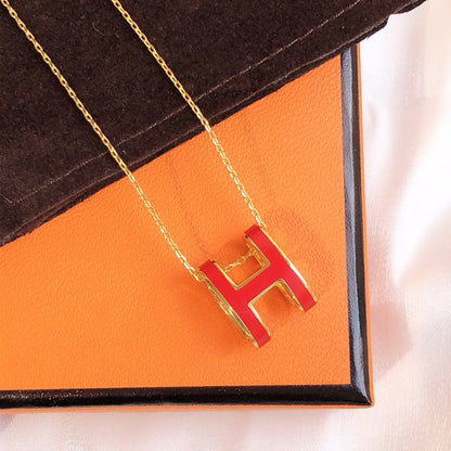 [Grace Jewelry]HM CLIC RED ENAMEL GOLD NECKLACE